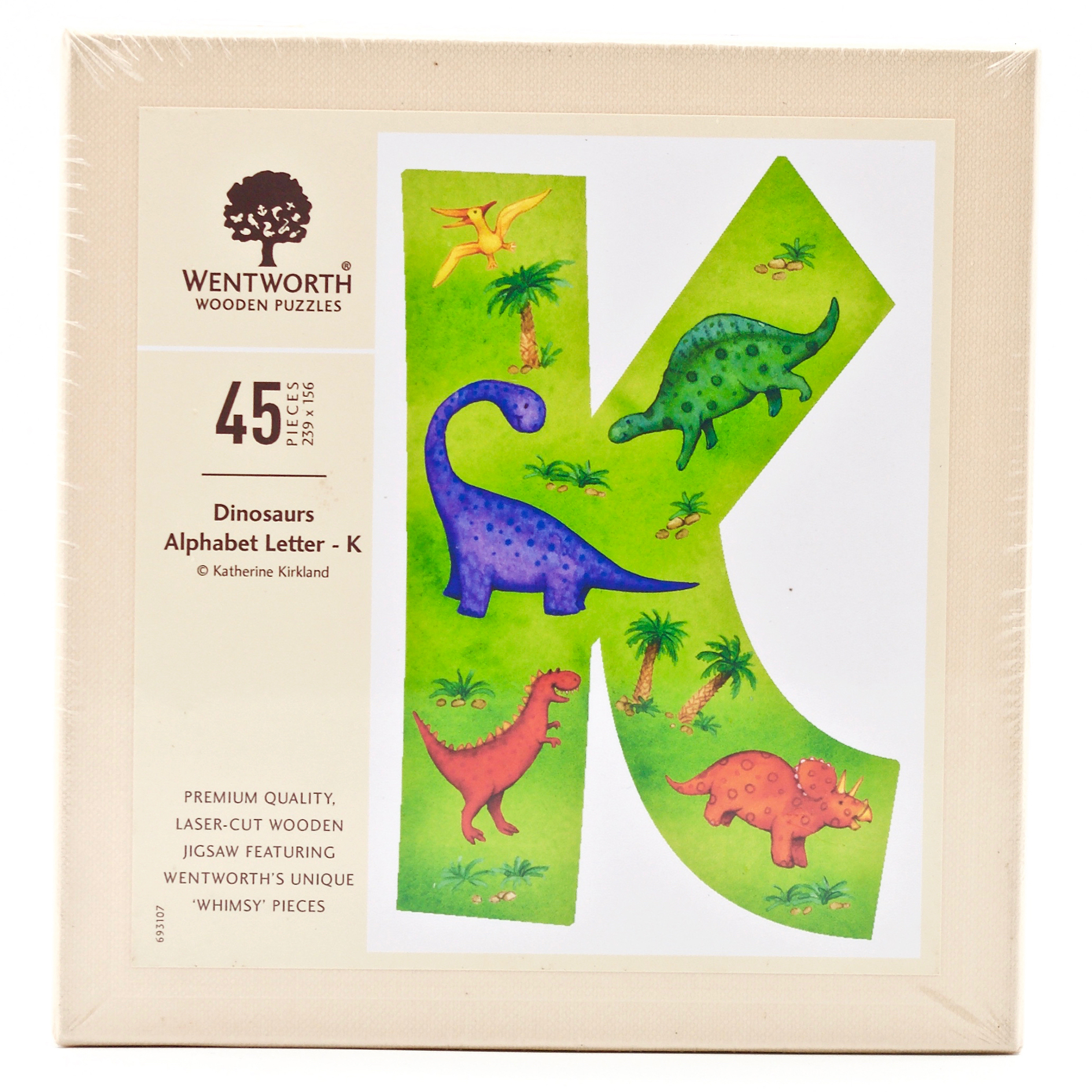 Dinosaurs Whimsy Wood Alphabet Letter K (45 Pieces) Shaped