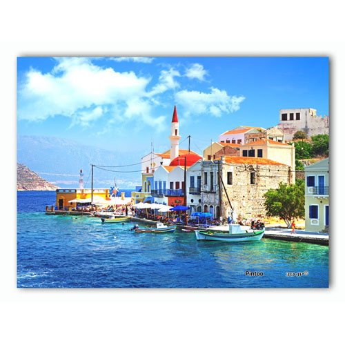 Beautiful Bay in Greece - Showpiece XS - 150 pieces with matching easel & frame