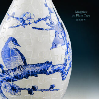 Magpies on Plum Tree - Puzzle Vase - Translucent - 160 pieces — view 3