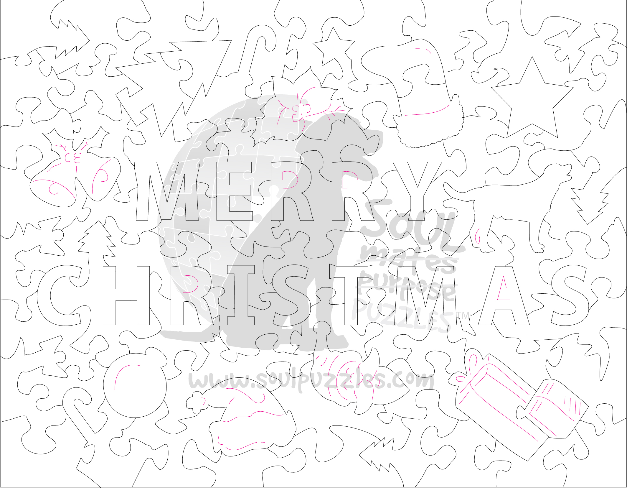 Christmas whimsy wood puzzle | 88 pieces | Soul Puzzles | Postcard Puzzle