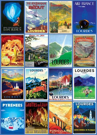 Angelic Abundance - Lourdes Vintage Travel Collage - 444 pieces - Pilgrimage Series - whimsy wood puzzle
