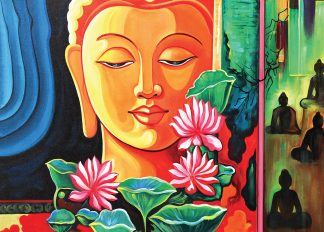 Beyond Chaos Meditation - Small - Buddah - Landscape, Rect - 132 Pieces whimsical wood jigsaw puzzle.