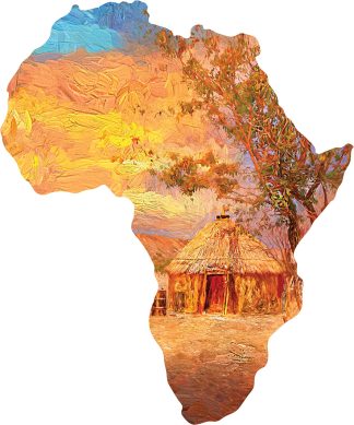 Ikhaya: Hut - Africa Shaped - Shaped - 93 Pieces whimsical wood jigsaw puzzle.