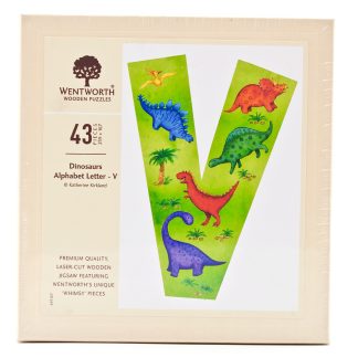 Dinosaurs Whimsical Wood Alphabet Letter V (43 Pieces) Shaped