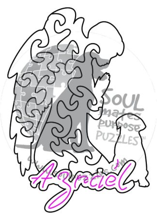 Archangel Azrael themed mini - Eternal Transformation - Angel Shaped - 11 Pieces whimsical wood jigsaw puzzle.