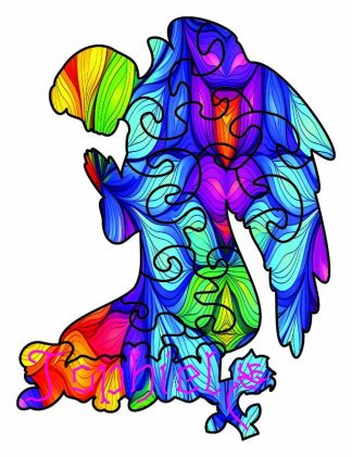 Archangel Jophiel themed mini - Divine Beauty - Angel Shaped - 10 Pieces whimsical wood jigsaw puzzle.