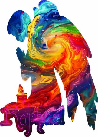 Archangel Raphael themed mini - Spiral into Healing - Angel Shaped - 11 Pieces whimsical wood jigsaw puzzle.
