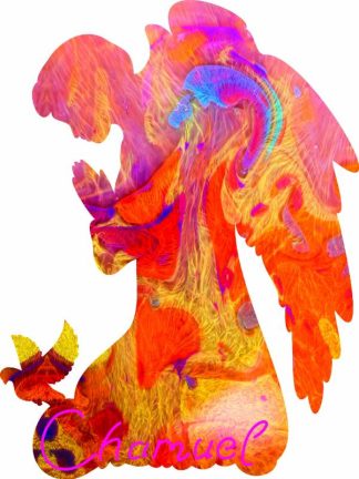 Archangel Chamuel themed mini - Divine Love - Angel Shaped - 10 Pieces whimsical wood jigsaw puzzle.