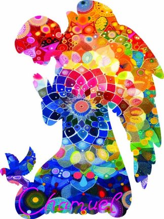 Archangel Chamuel themed mini - Divine Mandala - Angel Shaped - 10 Pieces whimsical wood jigsaw puzzle.