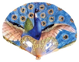 Fan1 - Peacock - The Peacock Fan - Fan Shaped - 40 Pieces whimsical wood jigsaw puzzle.