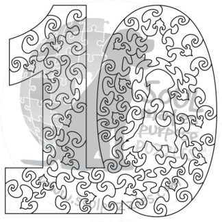 Blank Number 10 shaped - Blank laser cut keyline - Shaped - 47 Pieces whimsical wood jigsaw puzzle.