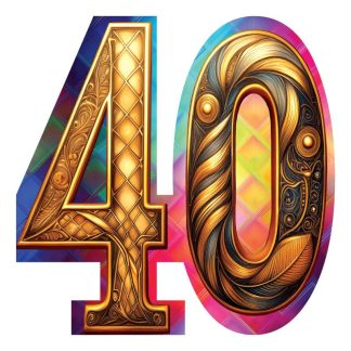 Number 40 shaped puzzle - Kaleidoscope of Potential - Shaped - 40 Pieces whimsical wood jigsaw puzzle.