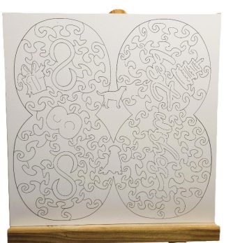Number 88 shaped, medium - Number 88 Medium, Abstract - Shaped - 75 Pieces whimsical wood jigsaw puzzle.