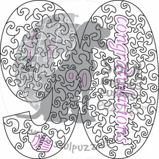 Blank Number 90 shaped - Blank laser cut keyline - Shaped - 70 Pieces whimsical wood jigsaw puzzle.
