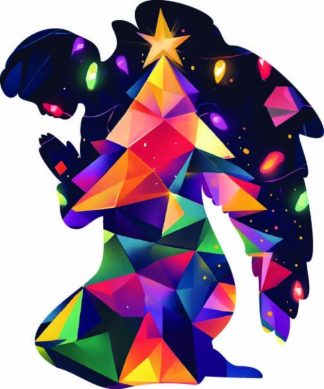 Mini Angel Praying - Christmas Tree - Angel Shaped - 25 Pieces whimsical wood jigsaw puzzle.