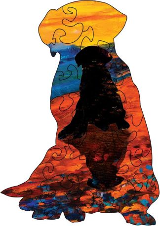 Dog Pandora - Easy - Loyal Companion - Shaped - 15 Pieces whimsical wood jigsaw puzzle.