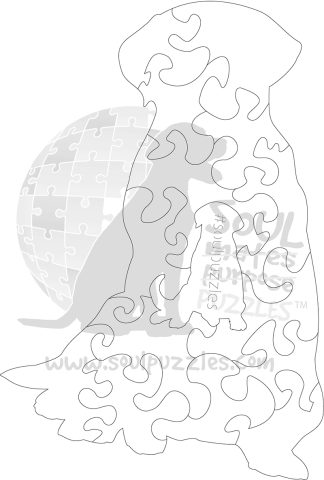 Dog Pandora 100 x 135 - Blank laser cut keyline - Shaped - 15 Pieces whimsical wood jigsaw puzzle.
