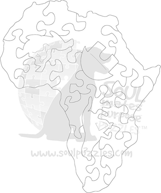 Mini Africa - iKhaya - iKhaya: Hut - Shaped - 17 Pieces whimsical wood jigsaw puzzle.