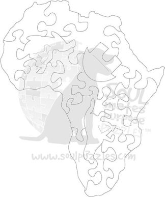 Mini Africa - iKhaya - Blank laser cut keyline - Shaped - 17 Pieces whimsical wood jigsaw puzzle.