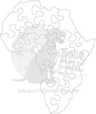 Mini Africa - Maarufu / Landmarks - Blank laser cut keyline - Shaped - 16 Pieces whimsical wood jigsaw puzzle.