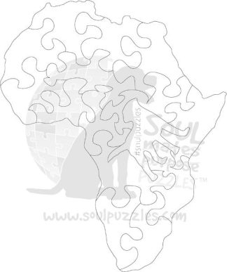Mini Africa - South Africa - Blank laser cut keyline - Shaped - 15 Pieces whimsical wood jigsaw puzzle.