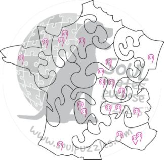 France Map - Blank - Shaped - 24 Pieces whimsical wood jigsaw puzzle.