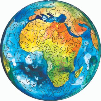 Globe - Xmas Africa L - Peace on Earth - round - 41 Pieces whimsical wood jigsaw puzzle.