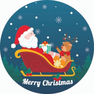 Globe - Xmas Puppy M - Santa's Sleigh - Round - 36 Pieces whimsical wood jigsaw puzzle.