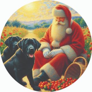 Globe - Xmas Puppy M - Pandora's Le Grand Jatte - Round - 36 Pieces whimsical wood jigsaw puzzle.