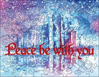 Merry Christmas - Peace be with You - Landscape, Rect - 88 Pieces whimsical wood jigsaw puzzle.