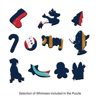 Christmas Wreath - HoHoHo - Portrait, Rect - 88 Pieces whimsical wood jigsaw puzzle.