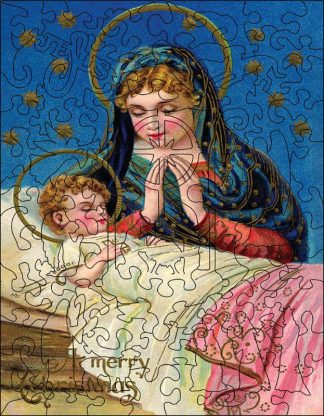 The Nativity - Vintage Madonna & Child - Portrait, Rect - 88 Pieces whimsical wood jigsaw puzzle.