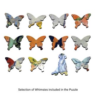 Butterfly Circle / Mandala - Flutterby - Shaped - 92 Pieces whimsical wood jigsaw puzzle.