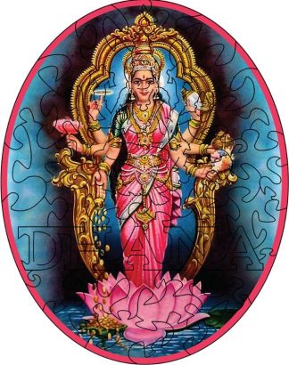 Postcard Laxmi Dhana - DhanaLaxmi - Shaped - 40 Pieces whimsical wood jigsaw puzzle.
