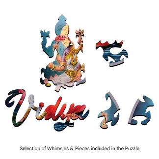 Postcard Laxmi Vidya - VidyaLaxmi - Shaped - 40 Pieces whimsical wood jigsaw puzzle.