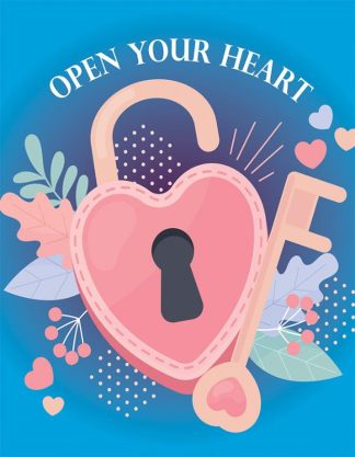 Love - Valentines Open Your Heart - Portrait, Rect - 88 Pieces whimsical wood jigsaw puzzle.