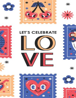 Love - Valentines Let's Celebrate Love - Portrait, Rect - 88 Pieces whimsical wood jigsaw puzzle.
