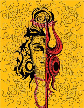 Tridents - Mahadev - Portrait, Rect - 88 Pieces whimsical wood jigsaw puzzle.