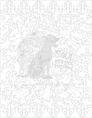 Queen of Angels - Our Lady of Guadalupe - Portrait, Rect - 97 Pieces whimsical wood jigsaw puzzle.