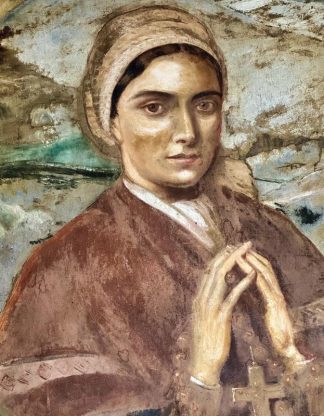 Pilgrimage at The Grotto, Lourdes - Bernadette Soubirous - Portrait, Rect - 65 Pieces whimsical wood jigsaw puzzle.