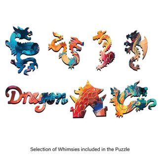 Year of the Dragon Keyline 1 - Fiery Fun YOD2024 - Portrait, Rect - 60 Pieces whimsical wood jigsaw puzzle.