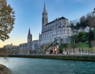 Sanctuary of Lourdes - Basilica - Landscape, Rect - 78 Pieces whimsical wood jigsaw puzzle.