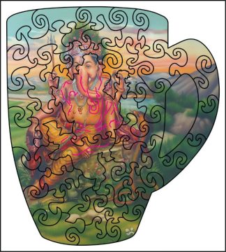 CC - Om Ganesha - Ganapati - Cup Shaped - 48 Pieces whimsical wood jigsaw puzzle.