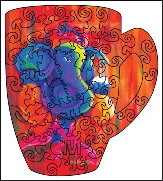 CC - Om Ganesha - Blank laser cut keyline - Cup Shaped - 48 Pieces whimsical wood jigsaw puzzle.