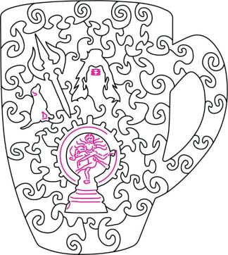 CC - Shiva - Blank laser cut keyline - Cup Shaped - 41 Pieces whimsical wood jigsaw puzzle.