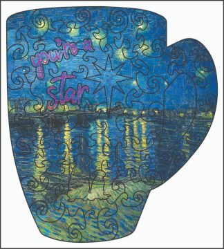 CC You're A Star - Starry Night Over the Rhone by Van Gogh - Cup Shaped - 41 Pieces whimsical wood jigsaw puzzle.