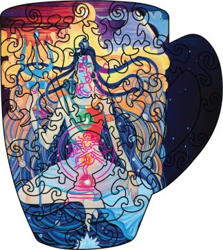 CC - ShivShakti - Blank laser cut keyline - Cup Shaped - 43 Pieces whimsical wood jigsaw puzzle.