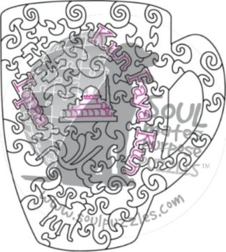 CC - Kun Faya Kun - Blank laser cut keyline - Cup Shaped - 42 Pieces whimsical wood jigsaw puzzle.