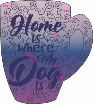 CC - GodDog - Blank laser cut keyline - Cup Shaped - 40 Pieces whimsical wood jigsaw puzzle.