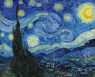 Balance Tessellated (M) - The Starry Night by Van Gogh - Landscape, Rect - 159 Pieces whimsical wood jigsaw puzzle.